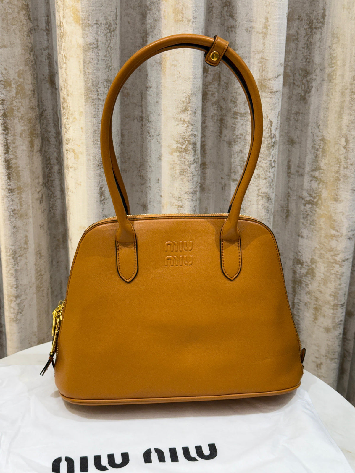 Miu Miu Embossed-Logo Medium Tote Bag