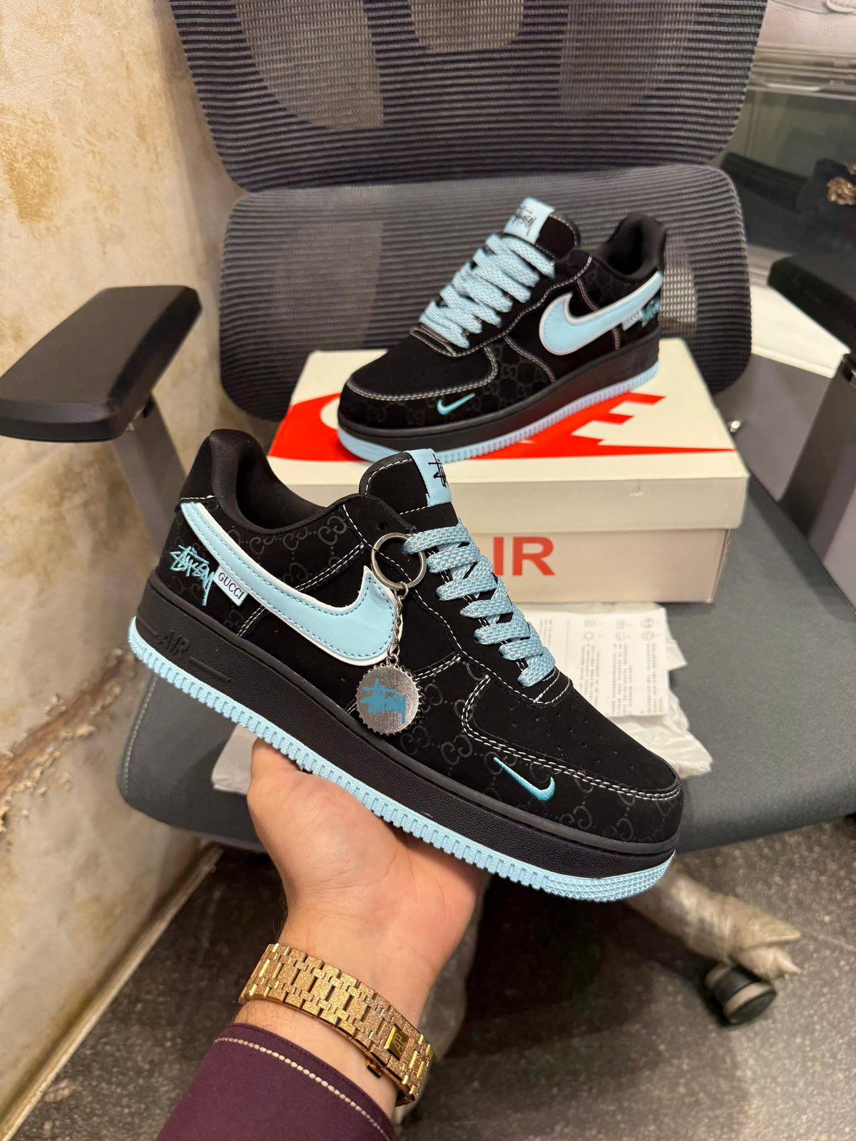 NIKE AIRFORCE-1 LOW ( GUCCII GG BLUE 2025)