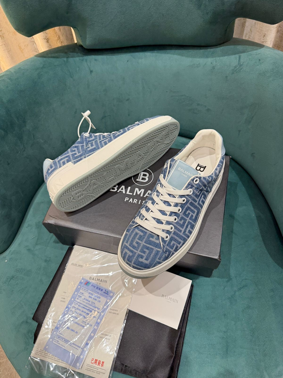 Balmain B-Court Leather Sneaker π(blue/white)