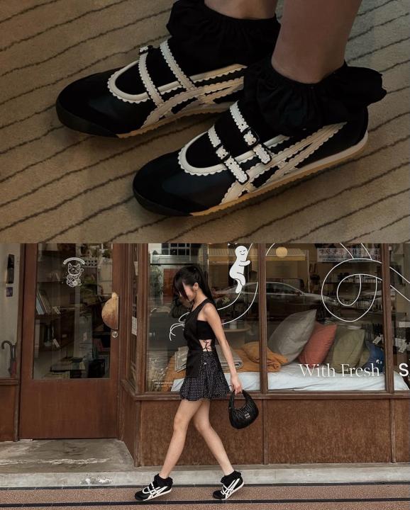 Onitsukaa Tiger Mexico 66 TGRS Metallic Pack Black Cream Mary Jane