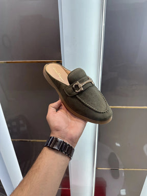 Salvatore_Ferragamo Blue Premium Suede Leather Slip-On Mules