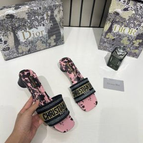 Christian Dior Dway Heeled Slide Signature Embroidered