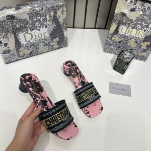 Christian Dior Dway Heeled Slide Signature Embroidered