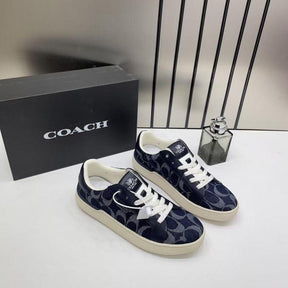 Coach Clip Court Sneaker Navy signature canvas