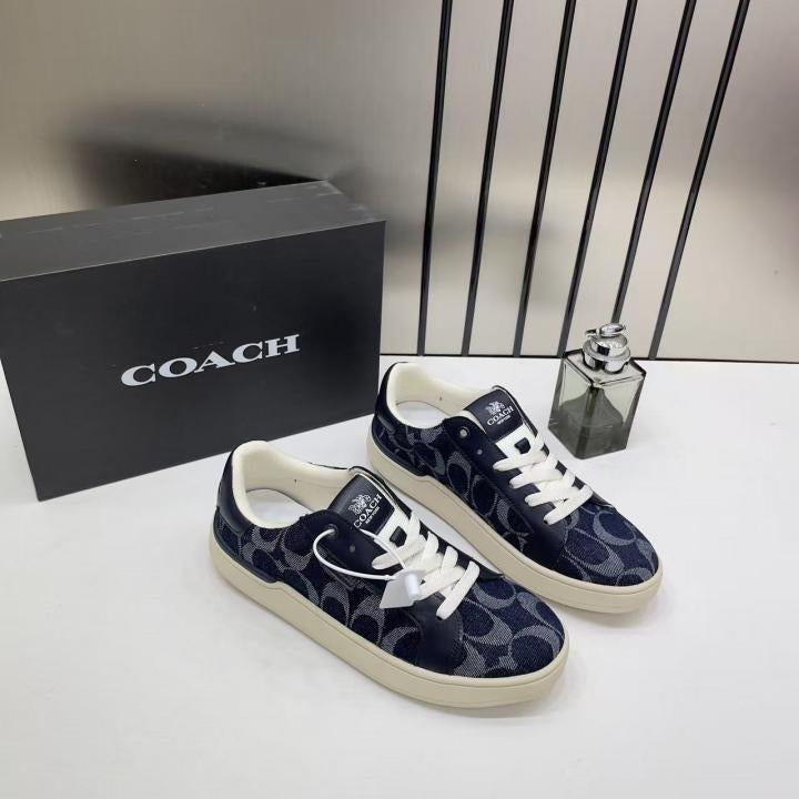 Coach Clip Court Sneaker Navy signature canvas