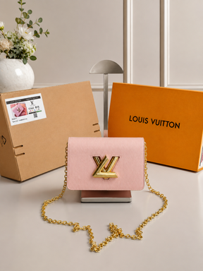 Louis Vuitton Twist MM Bag Crafted Epi Leather Sling Chain Strap Pink