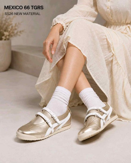 Onitsukaa Tiger Mexico 66 TGRS Metallic Pack Champagne Cream