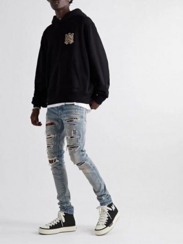 AMIRRI Ma court leather trimmed canvas high top sneakers black