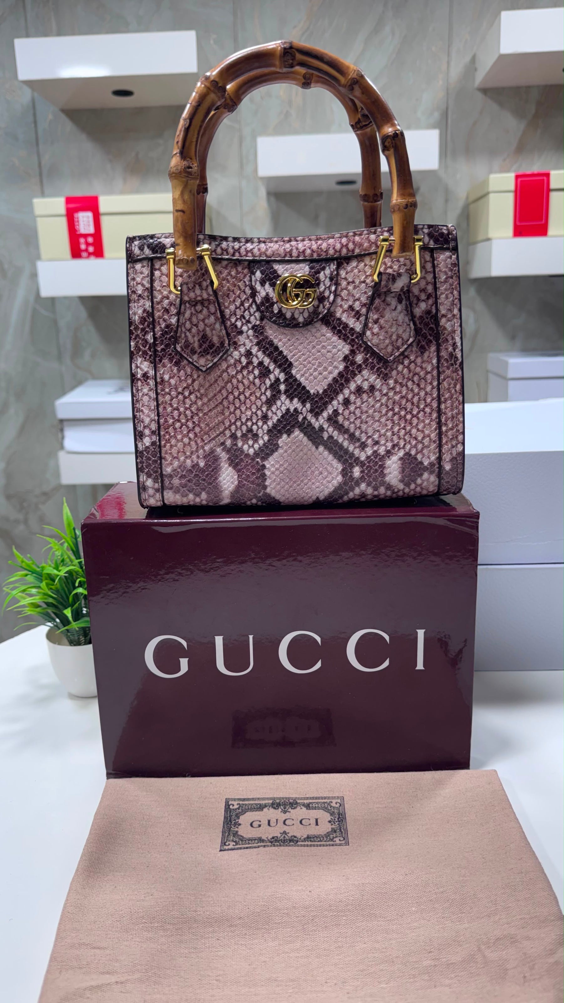 Gucci Diana python small tote bag