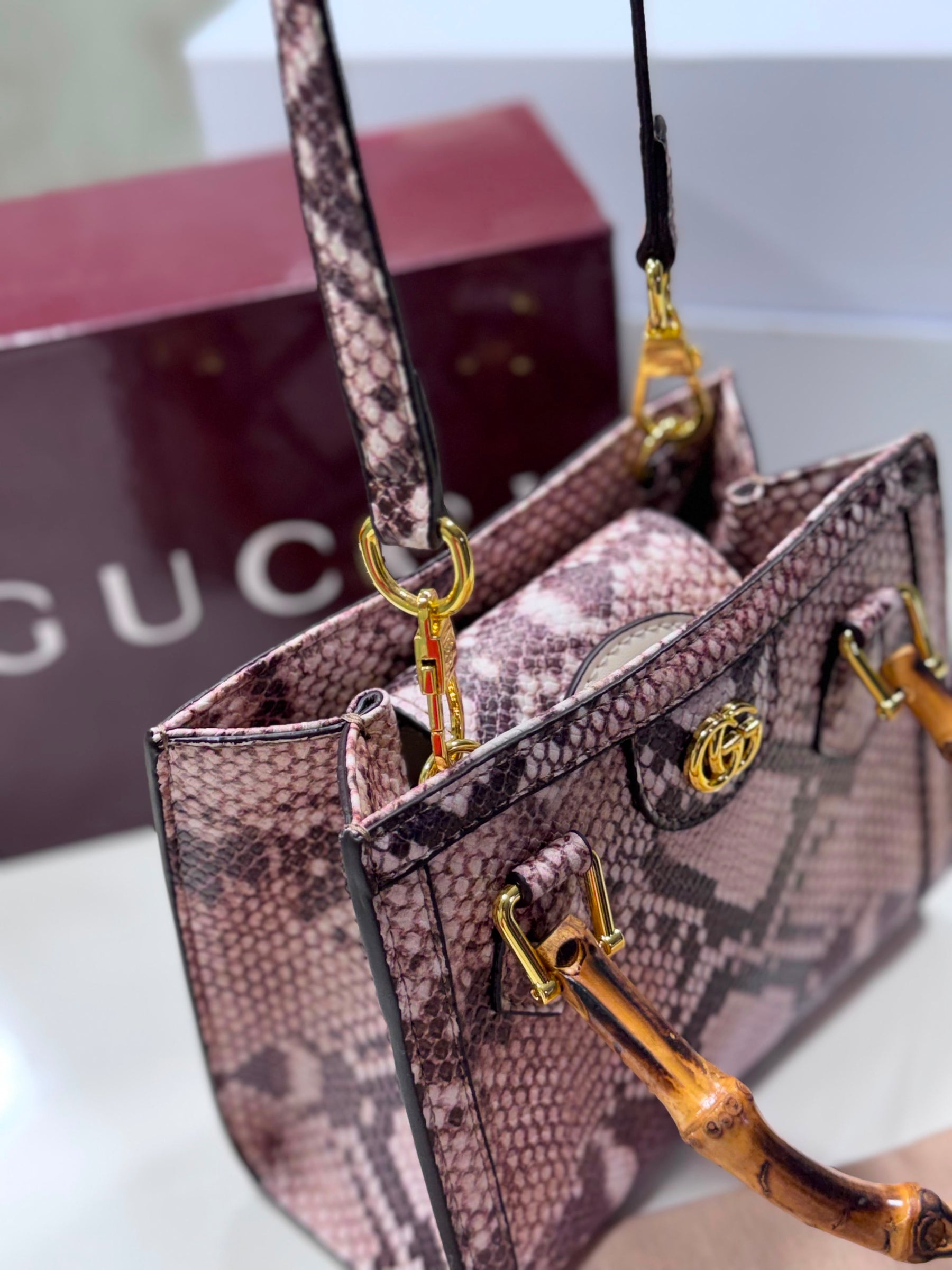 Gucci Diana python small tote bag