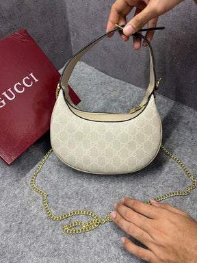 Gucci Ophidia Half Moon Small White Supreme Canvas Bag