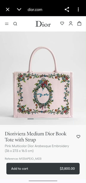 Dior Pink Iviera Mini Book Tote bag