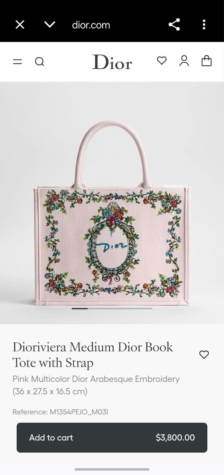 Dior Pink Iviera Mini Book Tote bag