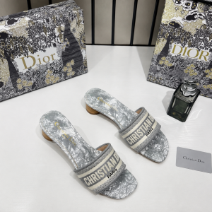 Christian Dior Dway Heeled Slide Signature Embroidered