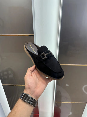 Salvatore_Ferragamo Blue Premium Suede Leather Slip-On Mules