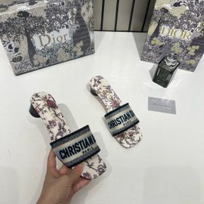 Christian Dior Dway Heeled Slide Signature Embroidered