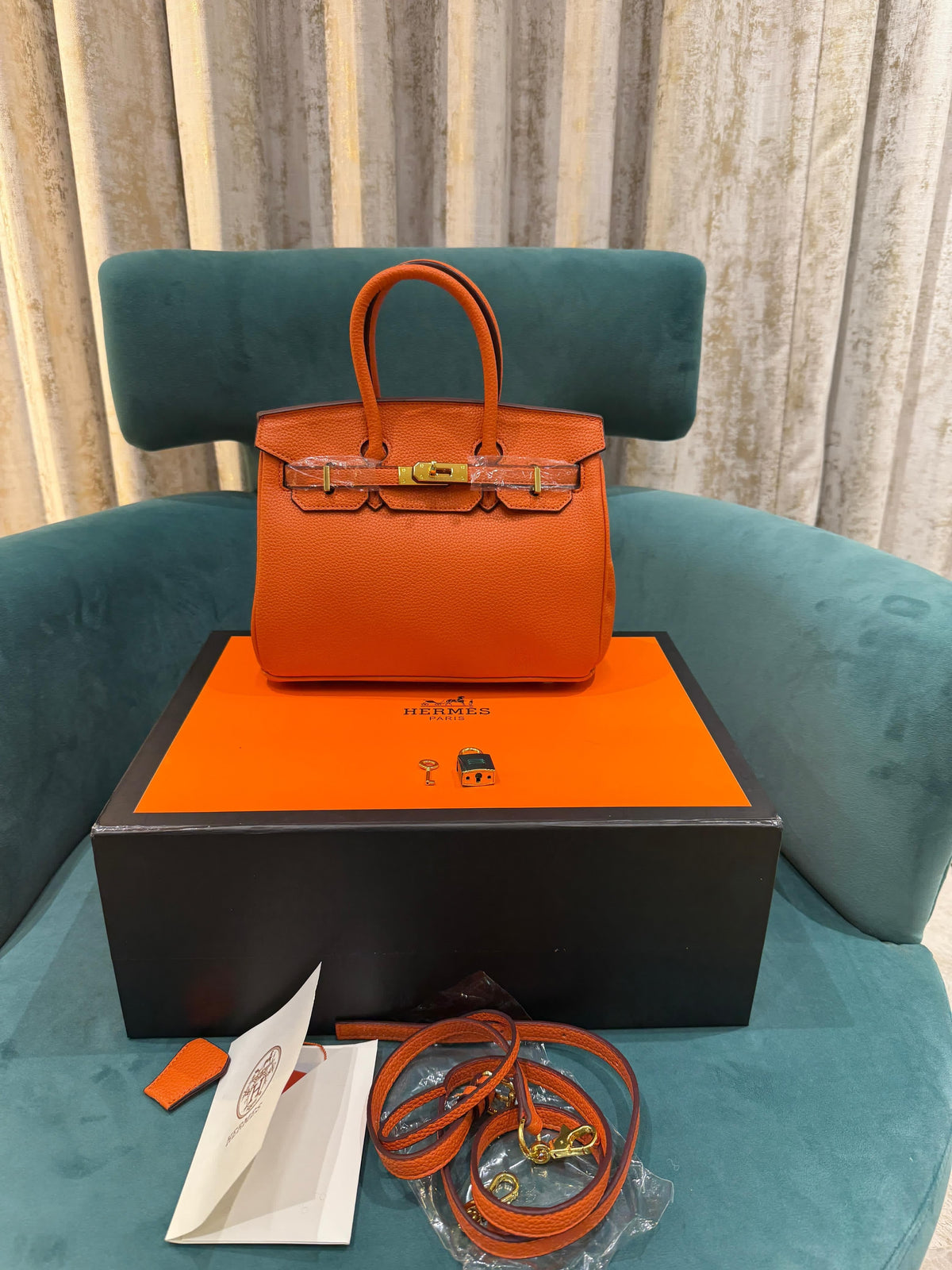 Hermes Malachite Brown Togo Leather Rose Gold Hardware Birkin Bag