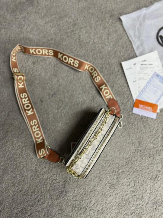 Michael Kors Jet Set Signature Logo Striped Small Crossbody Bag