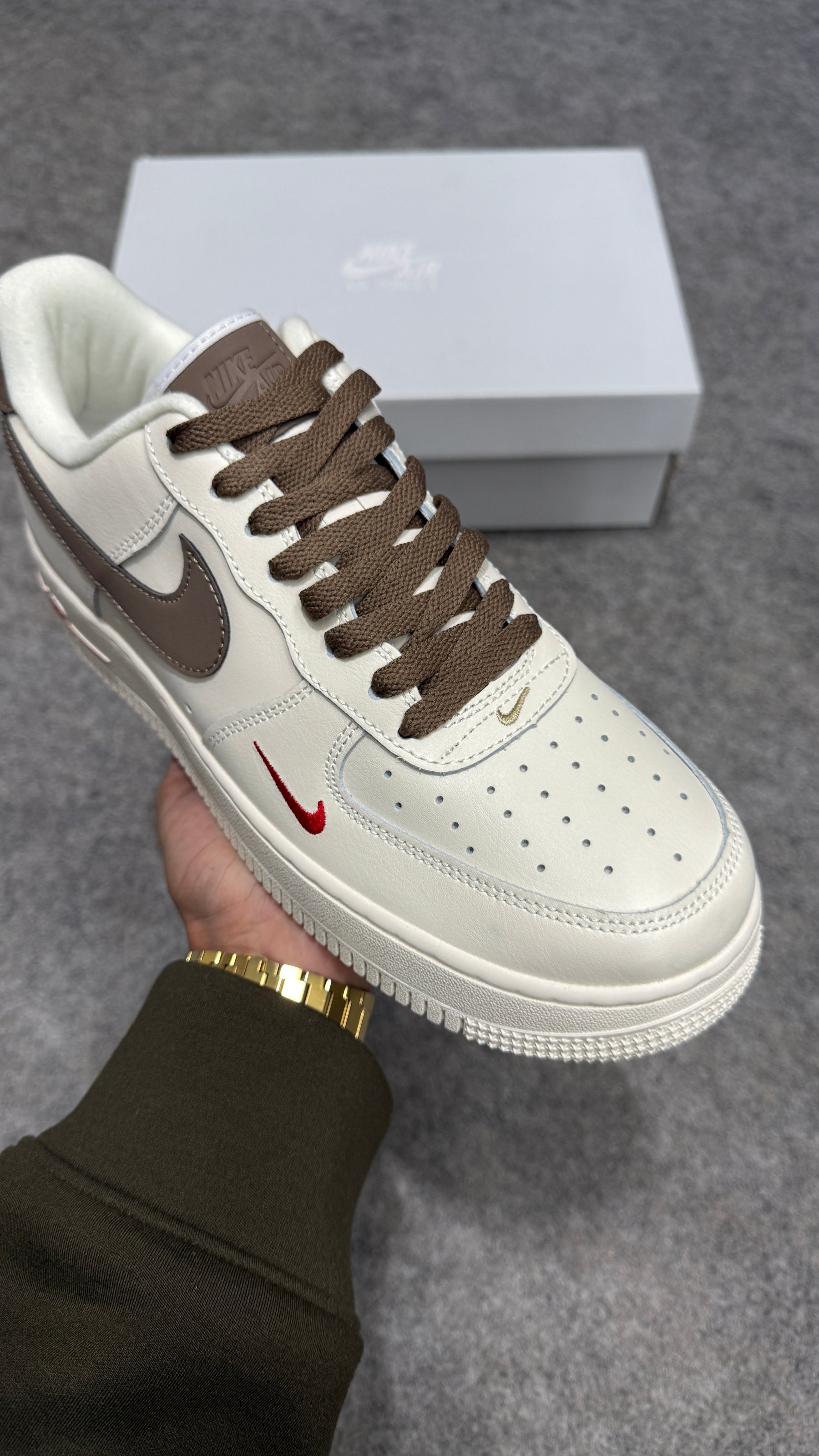 Air Force 1 'Milk Coffee / Mini Red Swoosh'