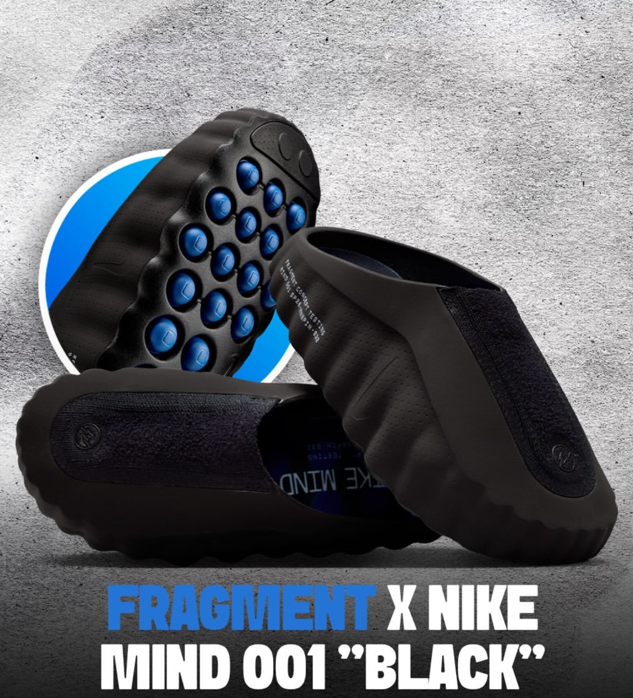 Nike Mind 001 x Fragment Black Mules