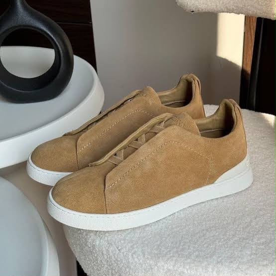 Zegna Brown Triple stitch sneaker
