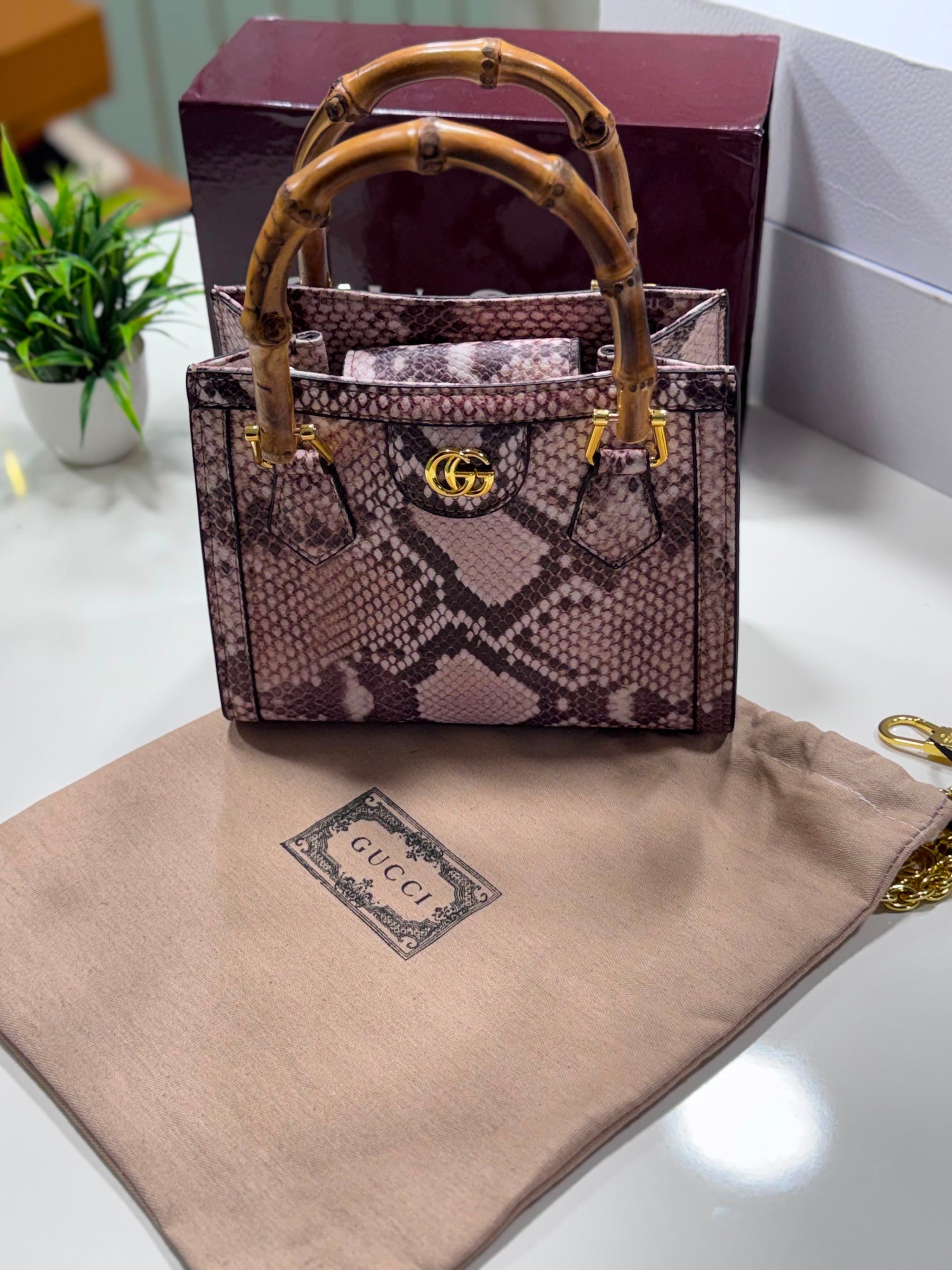 Gucci Diana python small tote bag
