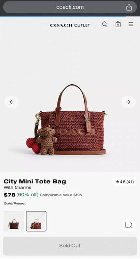 Coach City Tote Bag Mini Maroon