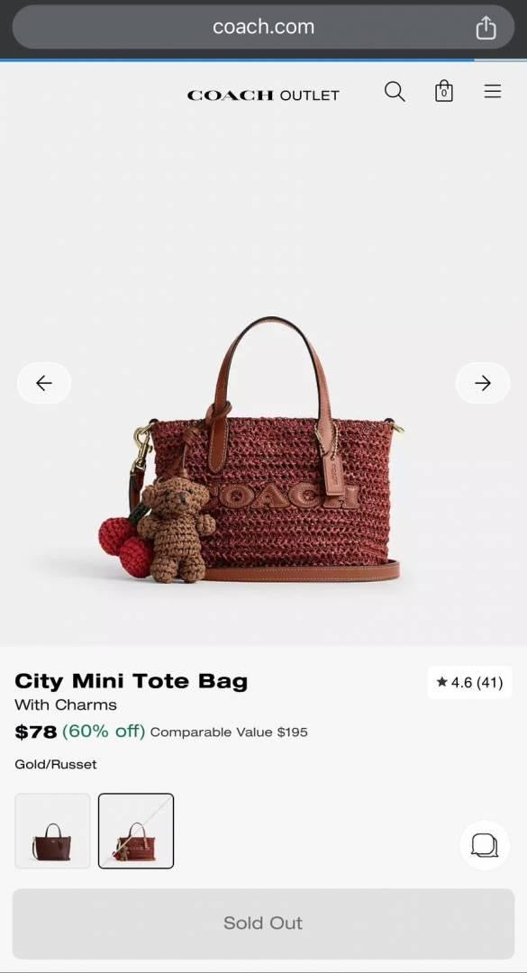 Coach City Tote Bag Mini Maroon