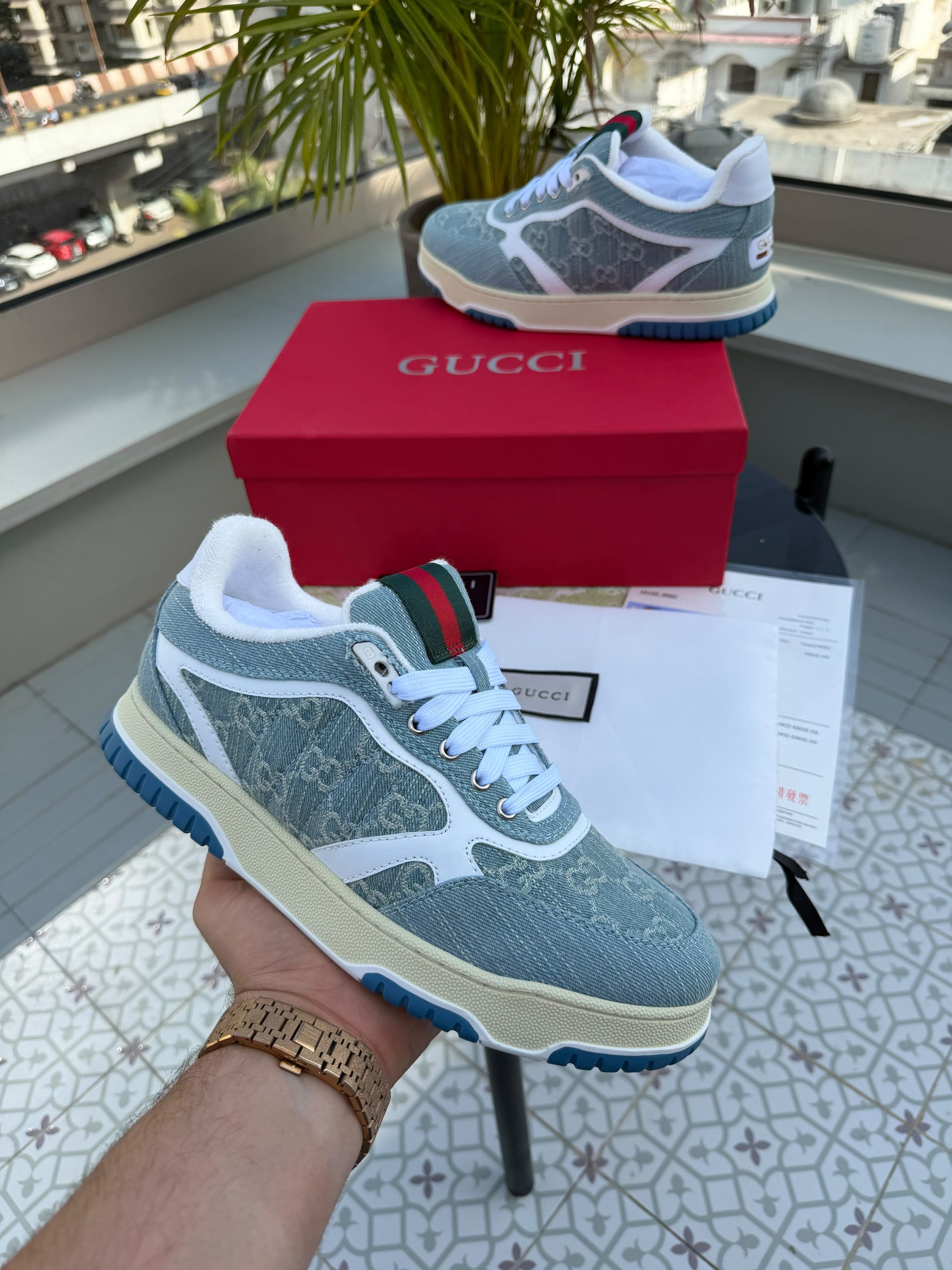 Gucci Re-Web Sneaker Light Blue Denim