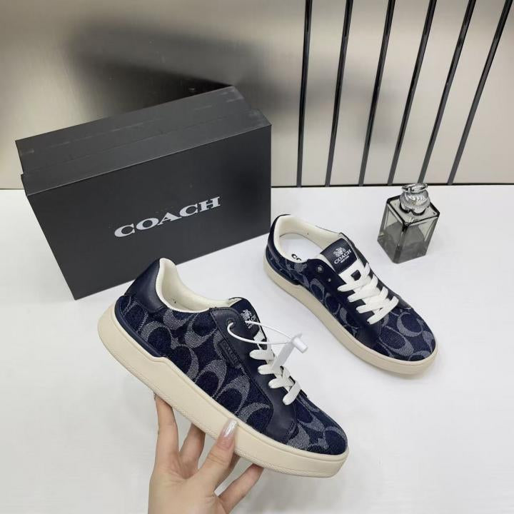 Coach Clip Court Sneaker Navy signature canvas