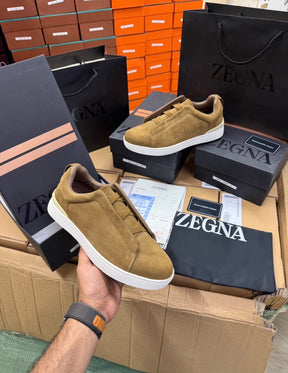 Zegna Brown Triple stitch sneaker