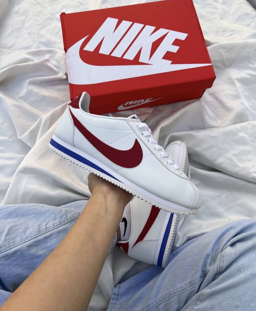 NIKE CORTEZ LEATHER FOREST GUMP WHITE RED