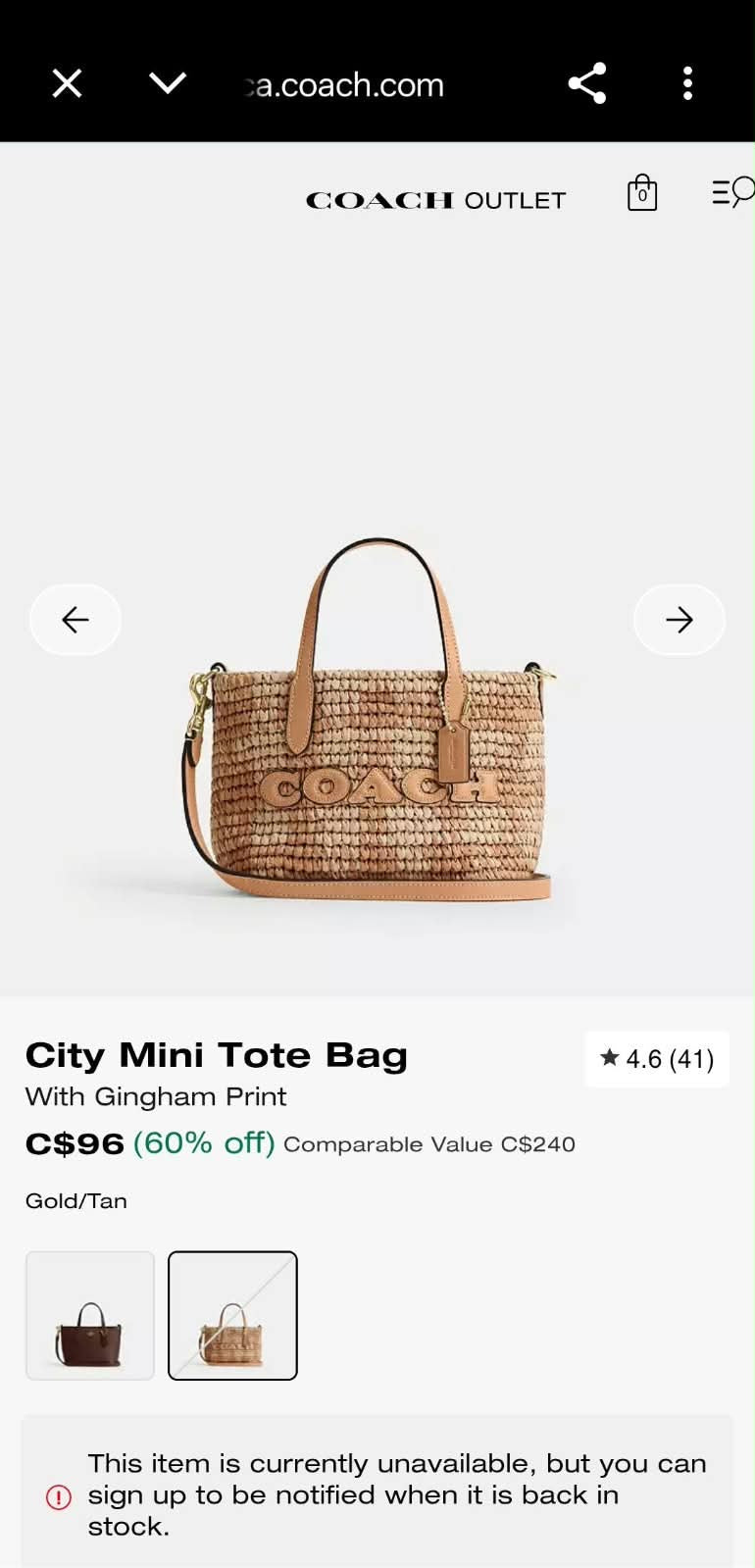 Coach City Tote Bag Mini