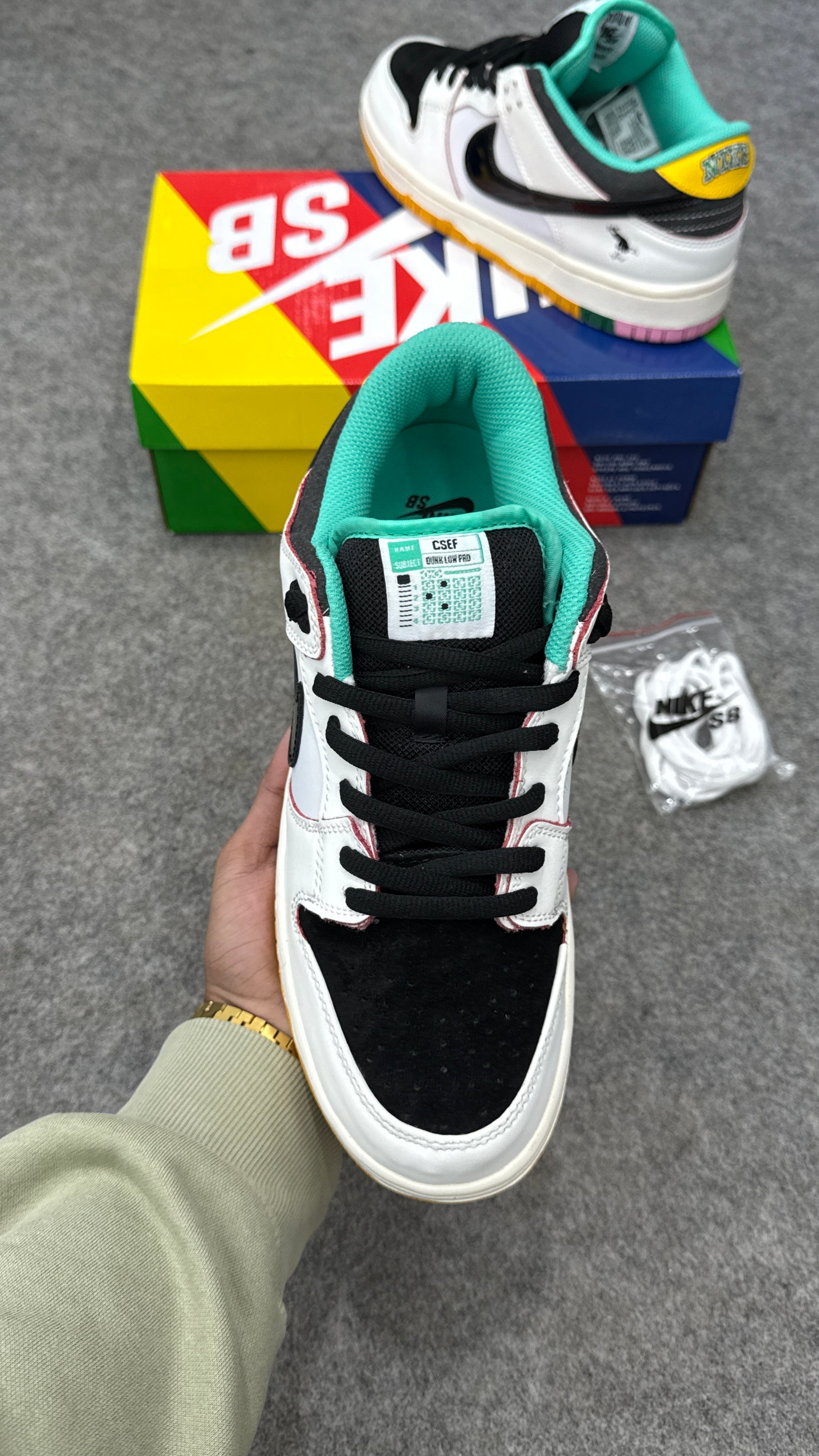 SB Dunk x CSEF  LOW PRO  SUMMIT WHITE BLACK WHITE IRON