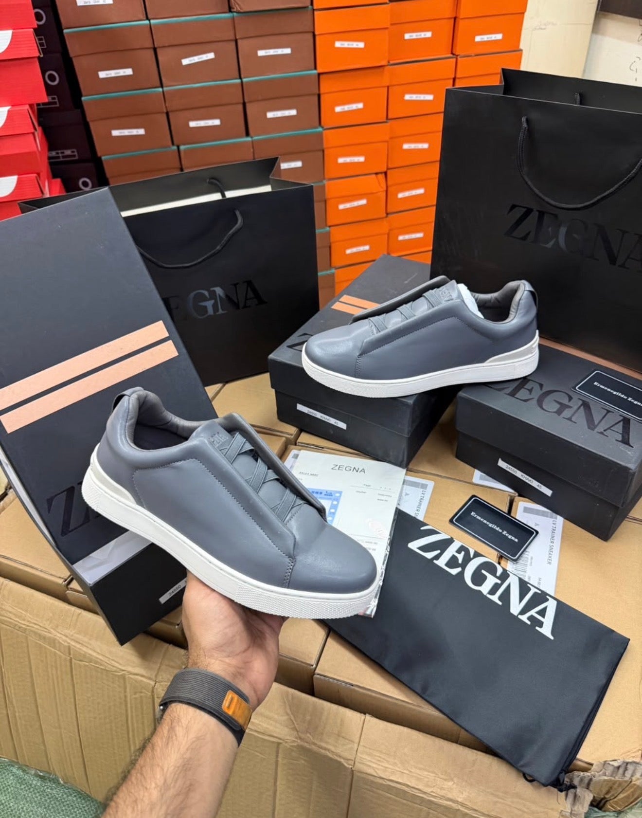 Zegna grey Triple stitch sneaker
