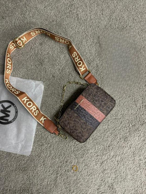 Michael Kors Jet Set Signature Logo Striped Small Crossbody Bag